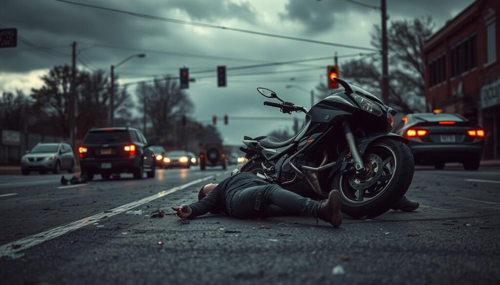 Scene of a motorcycle accident in Akron Scene of a motorcycle accident in Akron
